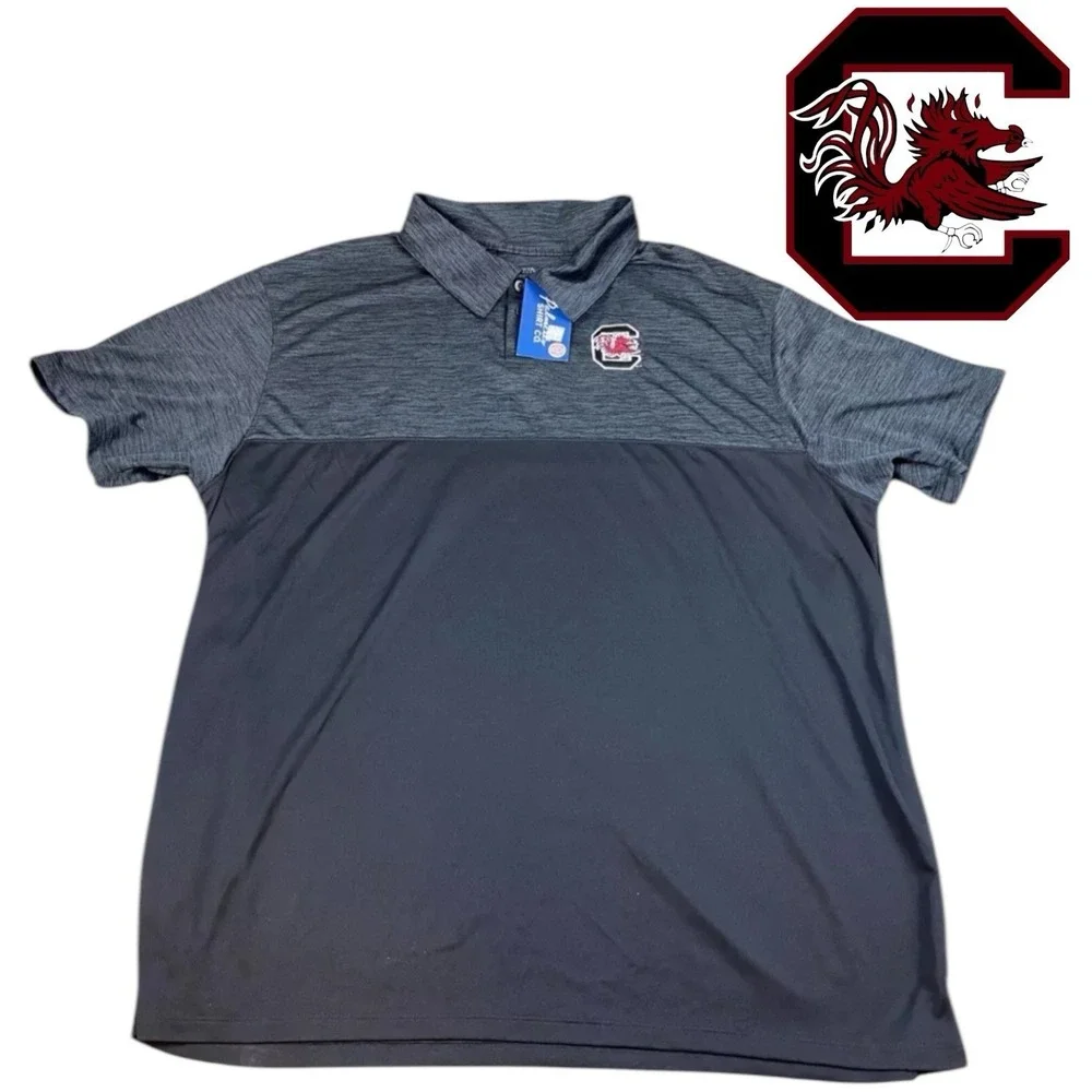 NEW W TAG USC Carolina Gamecocks Embroidered Black Gray Polo Shirt Mens Size 2XL